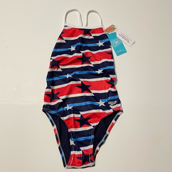 Speedo Red White and Blue Prolt Flyback One Piece Swimsuit Size 24 - Picture 4 of 14